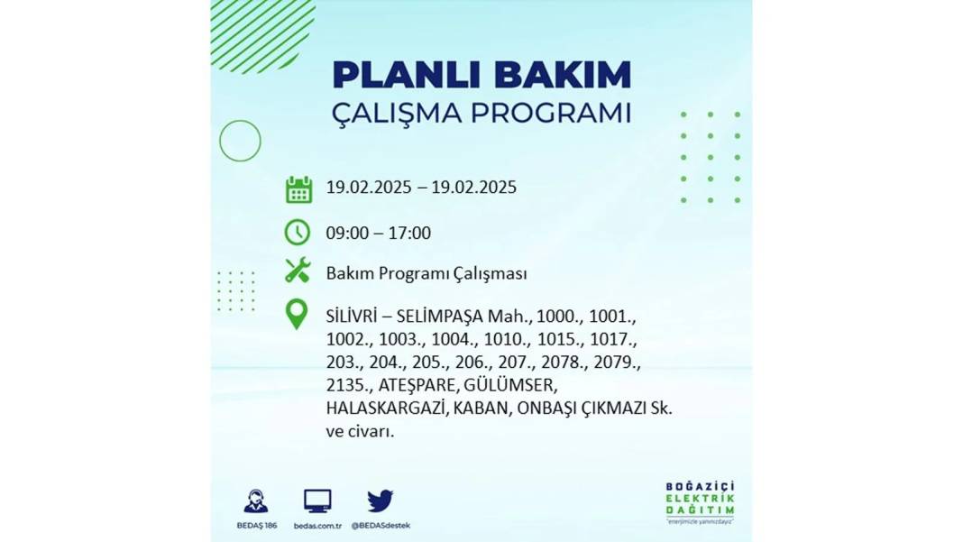 19 Şubat elektrik kesintisi: BEDAŞ elektrik kesintisi yaşayacak ilçeleri sıraladı. Uzun süre elektrik olmayacak 59