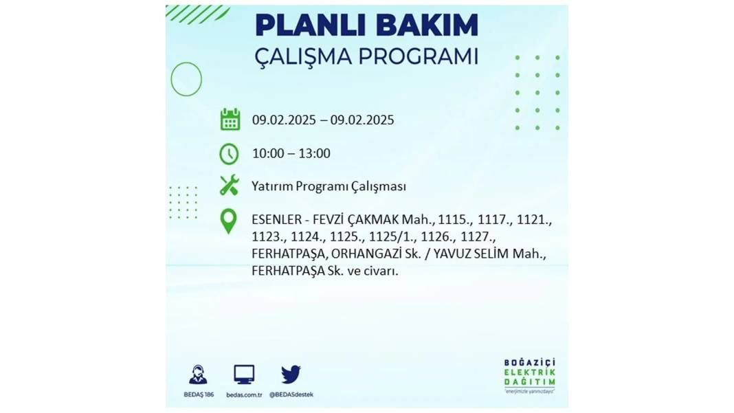 9 Şubat elektrik kesintisi: BEDAŞ elektrik kesintisi yaşayacak ilçeleri teker teker duyurdu 10