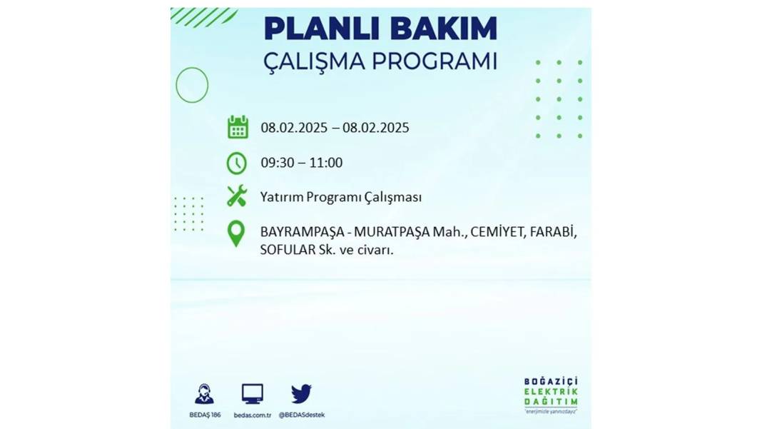 8 Şubat elektrik kesintisi: BEDAŞ elektrik kesintisi yaşayacak ilçeleri sıraladı 20