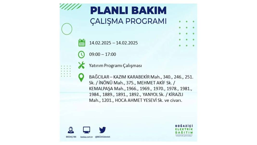 14 Şubat elektrik kesintisi: BEDAŞ elektrik kesintisi yaşayacak ilçeleri sıraladı. Uzun süre elektrik olmayacak! 62