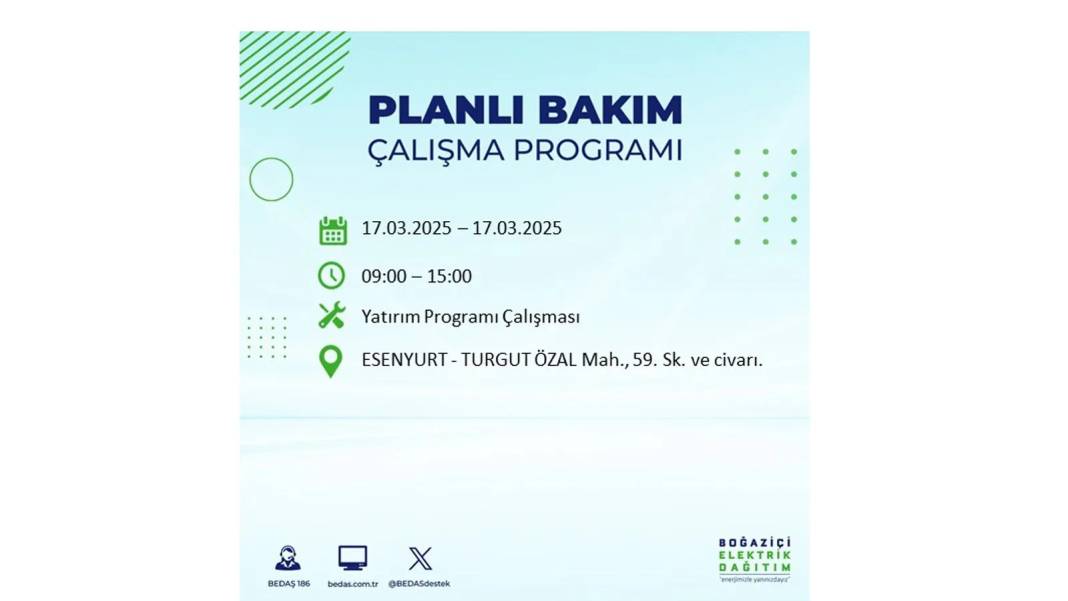 17 Mart Pazartesi elektrik kesintisi: BEDAŞ elektrik kesintisi yaşayacak ilçeleri sıraladı. Elektrikler ne zaman gelecek? 39