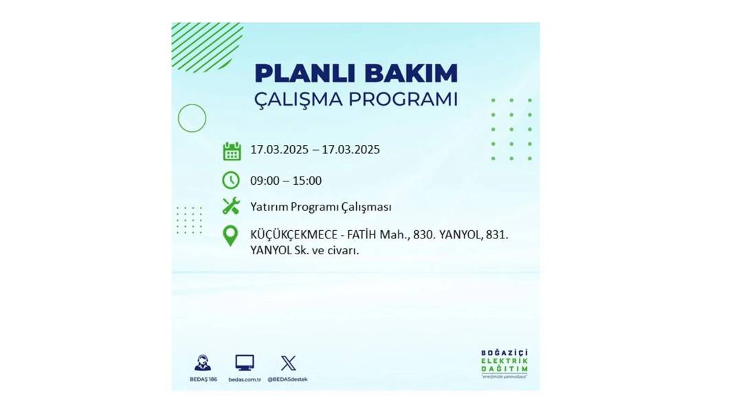 17 Mart Pazartesi elektrik kesintisi: BEDAŞ elektrik kesintisi yaşayacak ilçeleri sıraladı. Elektrikler ne zaman gelecek? 20