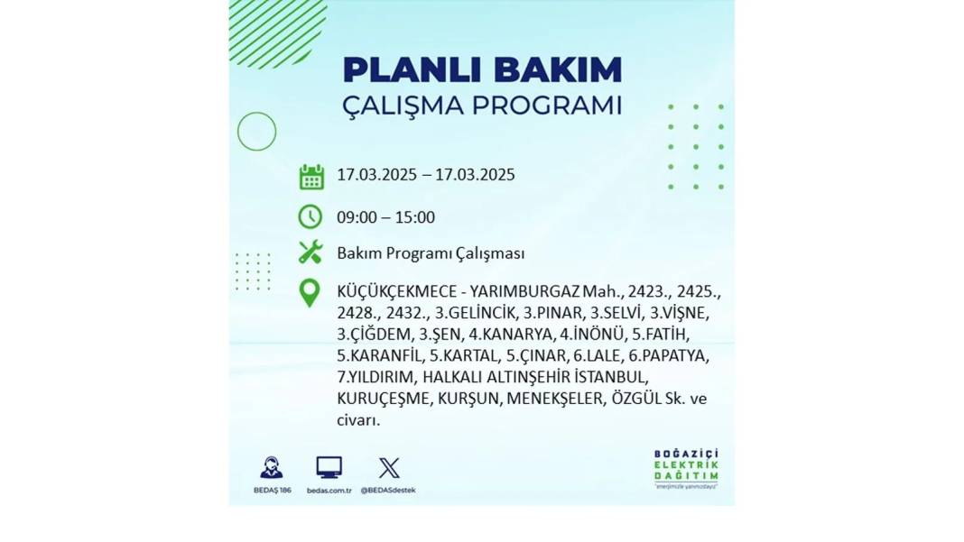 17 Mart Pazartesi elektrik kesintisi: BEDAŞ elektrik kesintisi yaşayacak ilçeleri sıraladı. Elektrikler ne zaman gelecek? 13