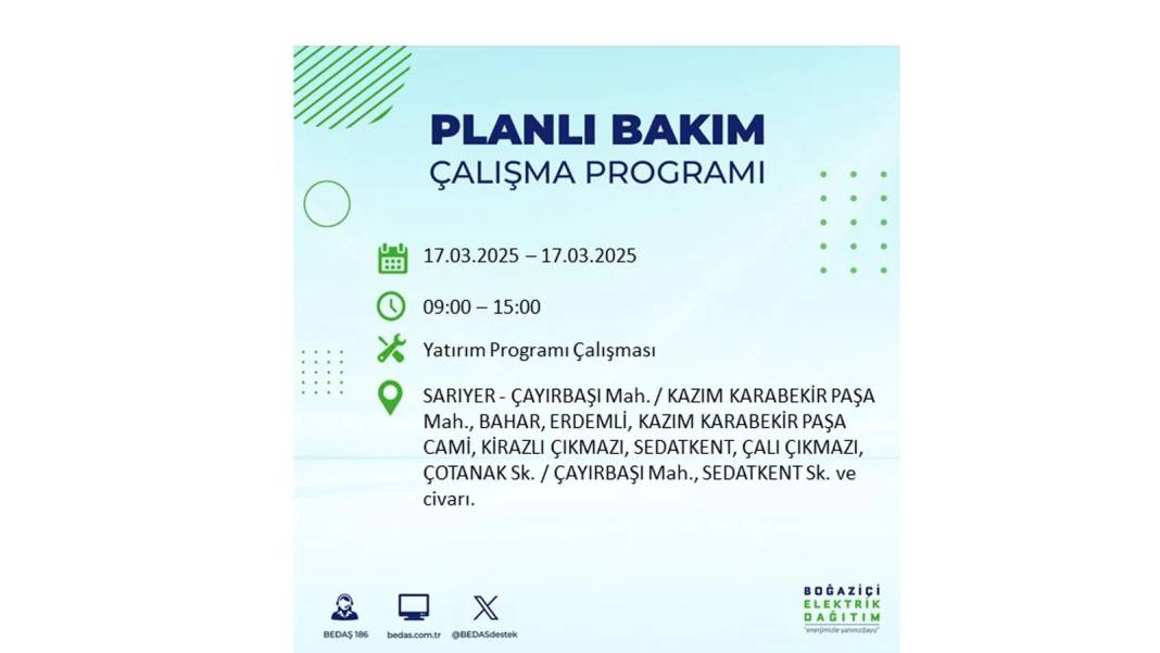 17 Mart Pazartesi elektrik kesintisi: BEDAŞ elektrik kesintisi yaşayacak ilçeleri sıraladı. Elektrikler ne zaman gelecek? 15