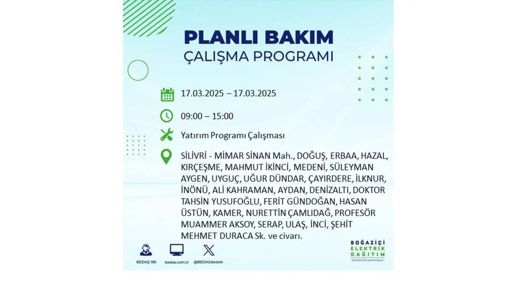 17 Mart Pazartesi elektrik kesintisi: BEDAŞ elektrik kesintisi yaşayacak ilçeleri sıraladı. Elektrikler ne zaman gelecek? 8