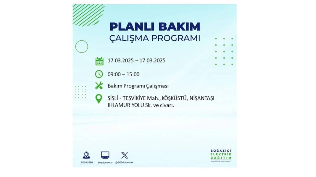 17 Mart Pazartesi elektrik kesintisi: BEDAŞ elektrik kesintisi yaşayacak ilçeleri sıraladı. Elektrikler ne zaman gelecek? 5