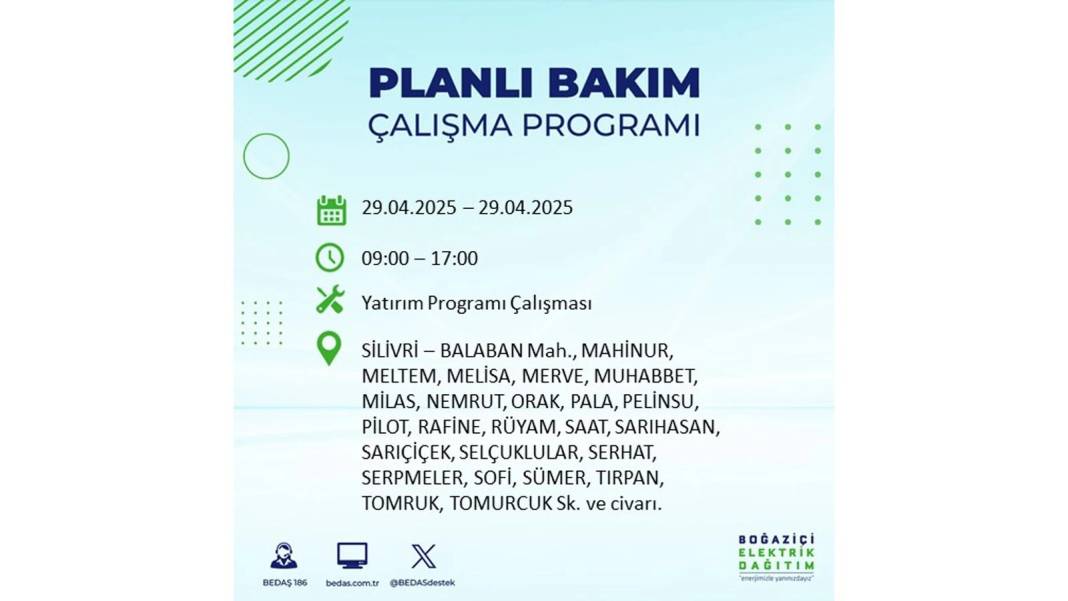 KARANLIĞA GÖMÜLECEKLER: 29 Nisan Salı İstanbul elektrik kesintisi. BEDAŞ elektrik kesintisi yaşayacak ilçeleri sıraladı 71