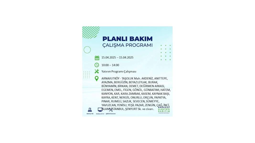 O ilçeler karanlığa gömülecek: 15 Nisan Salı elektrik kesintisi yaşayacak ilçeler sıralandı. BEDAŞ o ilçeleri duyurdu! 2