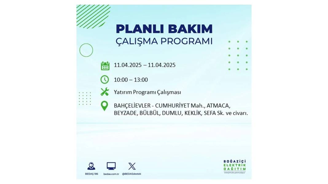 11 Nisan Cuma İstanbul elektrik kesintisi: BEDAŞ elektrik kesintisi yaşayacak ilçeleri sıraladı. Elektrikler ne zaman gelecek? 58