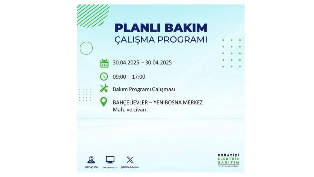 SAATLERCE ELEKTRİK OLMAYACAK: BEDAŞ 30 Nisan Çarşamba günü elektrik kesintisi yaşayacak ilçeleri sıraladı 56