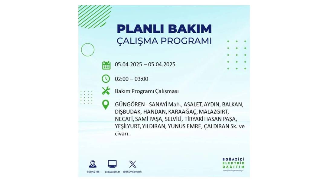 5 Nisan Cumartesi İstanbul elektrik kesintisi: BEDAŞ elektrik kesintisi yaşayacak ilçeleri sıraladı 6