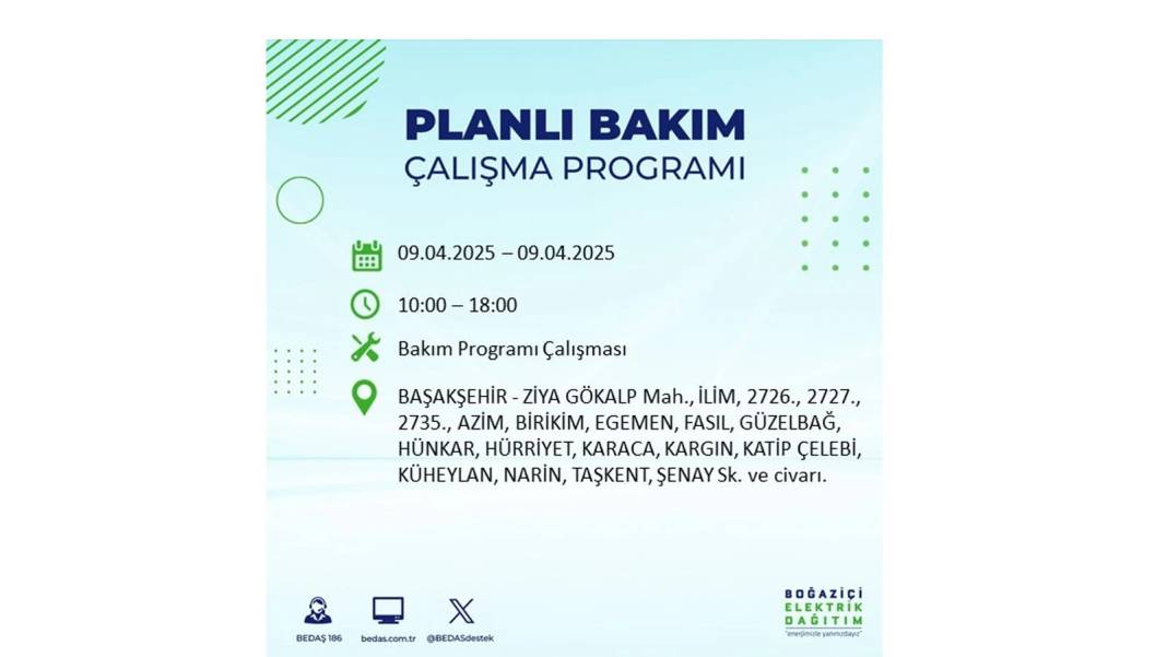 9 Nisan elektrik kesintisi: BEDAŞ elektrik kesintisi yaşayacak ilçeleri sıraladı. Elektrikler ne zaman gelecek? 55