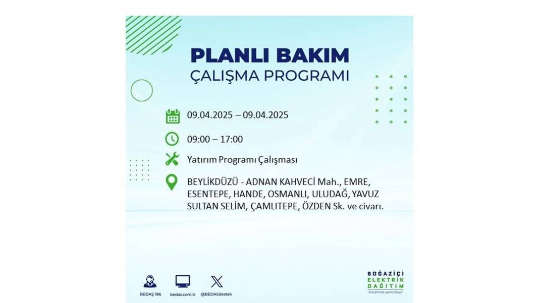 9 Nisan elektrik kesintisi: BEDAŞ elektrik kesintisi yaşayacak ilçeleri sıraladı. Elektrikler ne zaman gelecek? 53