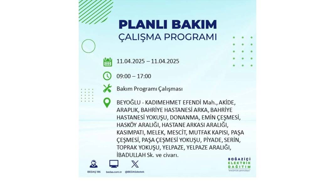 11 Nisan Cuma İstanbul elektrik kesintisi: BEDAŞ elektrik kesintisi yaşayacak ilçeleri sıraladı. Elektrikler ne zaman gelecek? 50