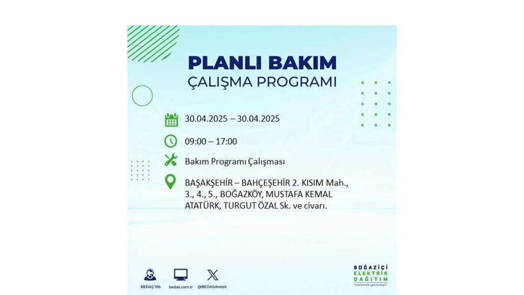 SAATLERCE ELEKTRİK OLMAYACAK: BEDAŞ 30 Nisan Çarşamba günü elektrik kesintisi yaşayacak ilçeleri sıraladı 49