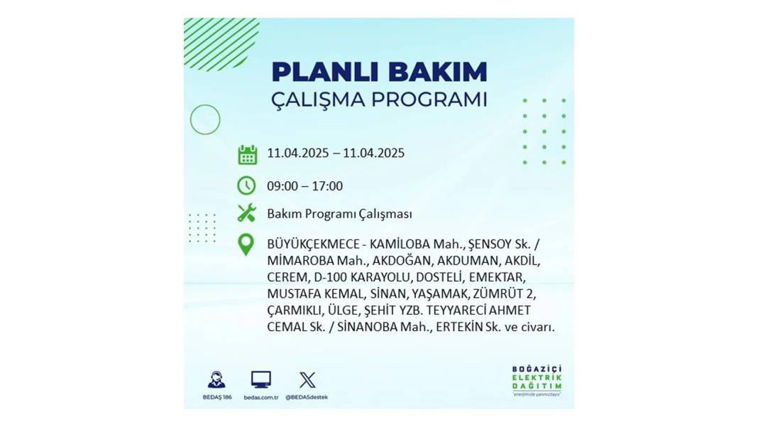 11 Nisan Cuma İstanbul elektrik kesintisi: BEDAŞ elektrik kesintisi yaşayacak ilçeleri sıraladı. Elektrikler ne zaman gelecek? 44