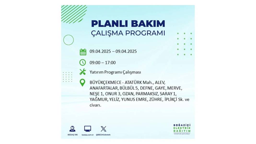 9 Nisan elektrik kesintisi: BEDAŞ elektrik kesintisi yaşayacak ilçeleri sıraladı. Elektrikler ne zaman gelecek? 44