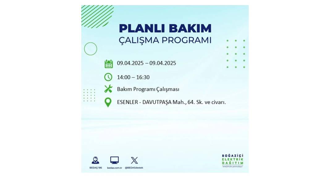 9 Nisan elektrik kesintisi: BEDAŞ elektrik kesintisi yaşayacak ilçeleri sıraladı. Elektrikler ne zaman gelecek? 47