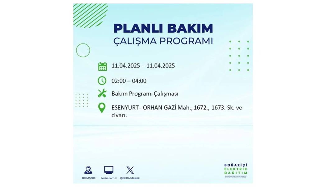 11 Nisan Cuma İstanbul elektrik kesintisi: BEDAŞ elektrik kesintisi yaşayacak ilçeleri sıraladı. Elektrikler ne zaman gelecek? 43