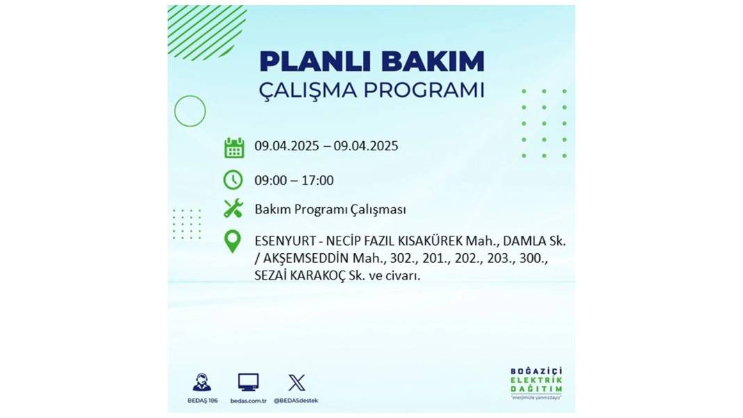 9 Nisan elektrik kesintisi: BEDAŞ elektrik kesintisi yaşayacak ilçeleri sıraladı. Elektrikler ne zaman gelecek? 38