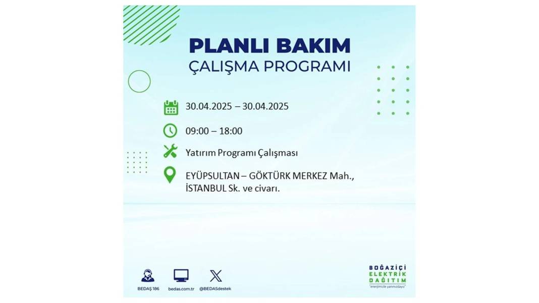 SAATLERCE ELEKTRİK OLMAYACAK: BEDAŞ 30 Nisan Çarşamba günü elektrik kesintisi yaşayacak ilçeleri sıraladı 36