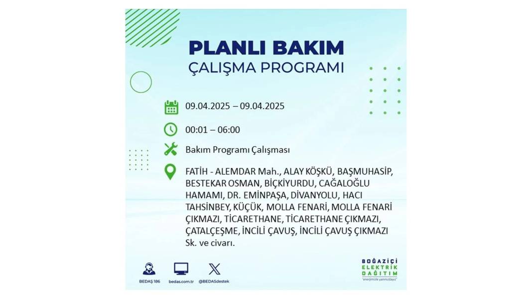 9 Nisan elektrik kesintisi: BEDAŞ elektrik kesintisi yaşayacak ilçeleri sıraladı. Elektrikler ne zaman gelecek? 28