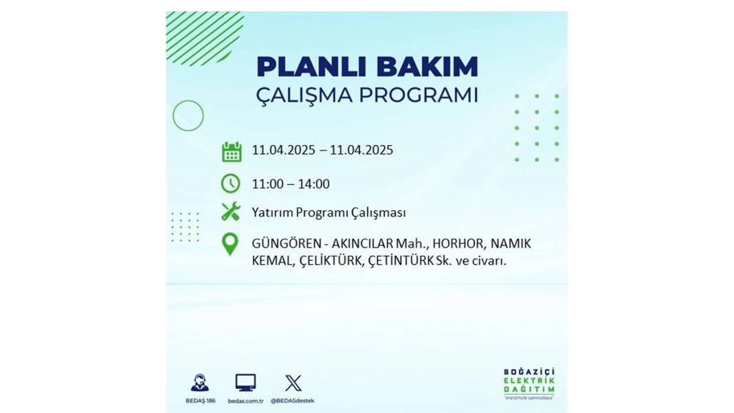 11 Nisan Cuma İstanbul elektrik kesintisi: BEDAŞ elektrik kesintisi yaşayacak ilçeleri sıraladı. Elektrikler ne zaman gelecek? 31