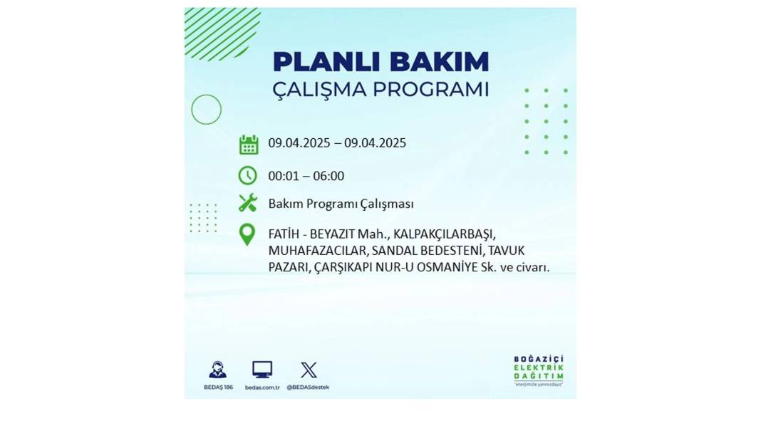 9 Nisan elektrik kesintisi: BEDAŞ elektrik kesintisi yaşayacak ilçeleri sıraladı. Elektrikler ne zaman gelecek? 29