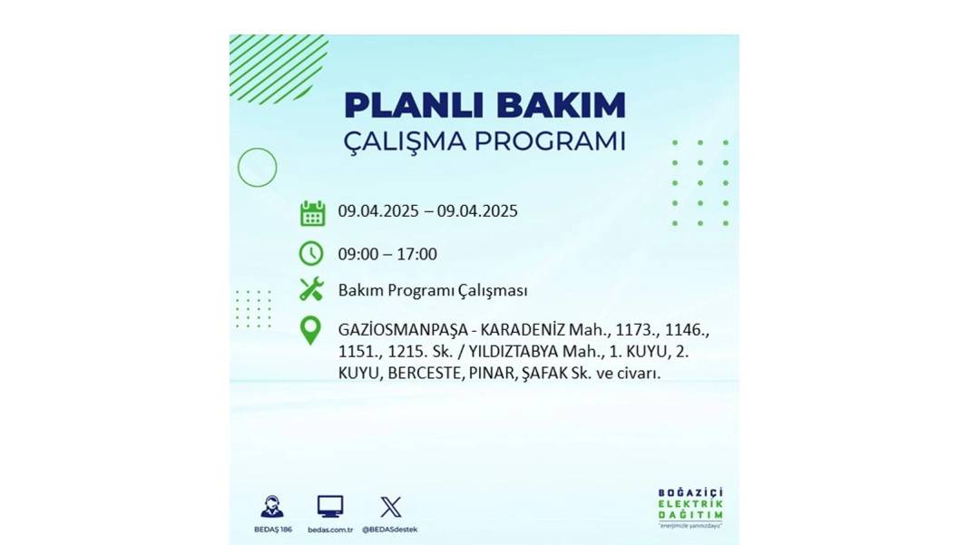 9 Nisan elektrik kesintisi: BEDAŞ elektrik kesintisi yaşayacak ilçeleri sıraladı. Elektrikler ne zaman gelecek? 25