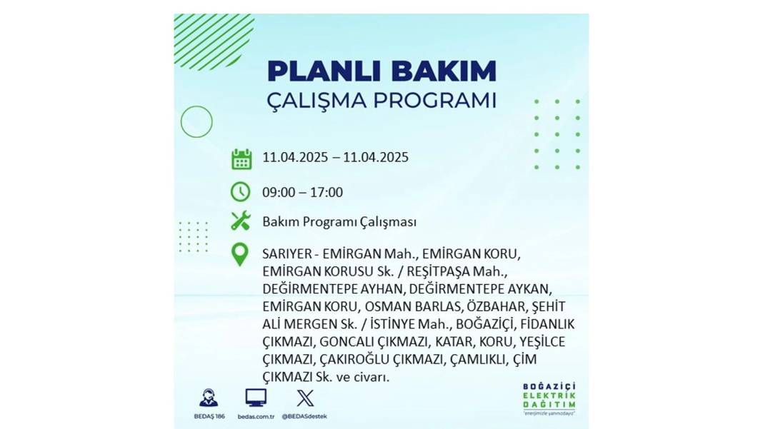 11 Nisan Cuma İstanbul elektrik kesintisi: BEDAŞ elektrik kesintisi yaşayacak ilçeleri sıraladı. Elektrikler ne zaman gelecek? 25