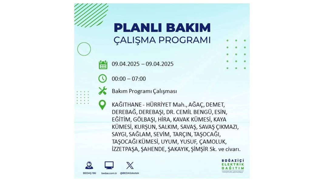 9 Nisan elektrik kesintisi: BEDAŞ elektrik kesintisi yaşayacak ilçeleri sıraladı. Elektrikler ne zaman gelecek? 19