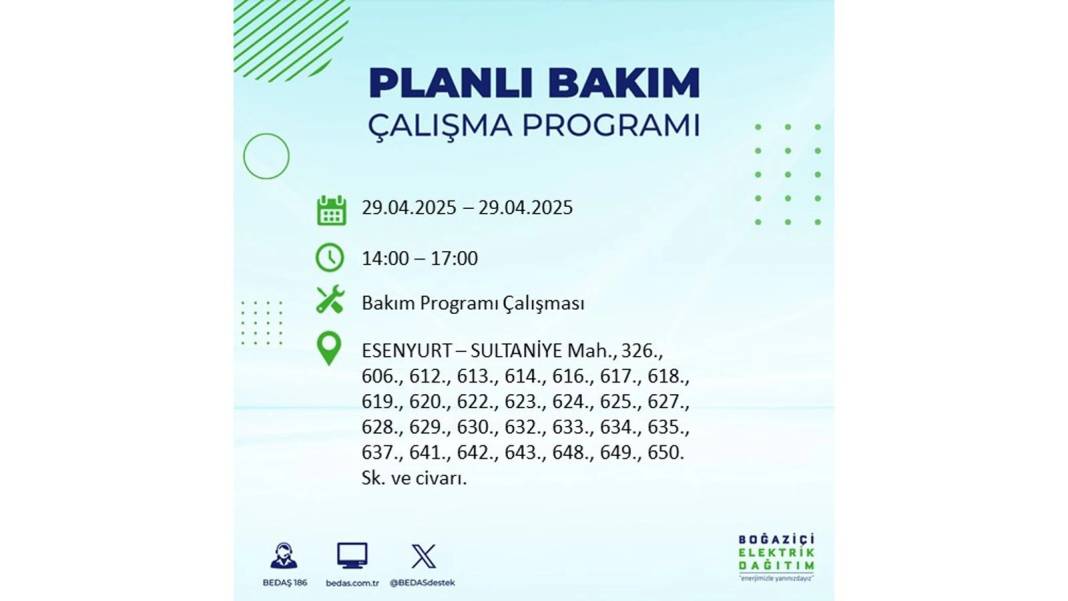 KARANLIĞA GÖMÜLECEKLER: 29 Nisan Salı İstanbul elektrik kesintisi. BEDAŞ elektrik kesintisi yaşayacak ilçeleri sıraladı 34