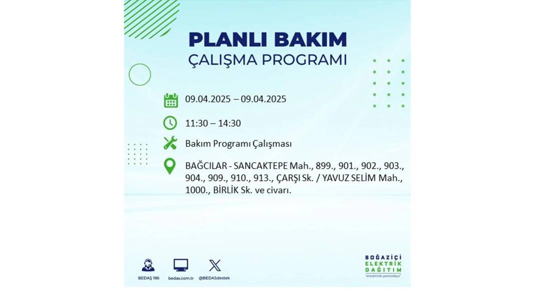 9 Nisan elektrik kesintisi: BEDAŞ elektrik kesintisi yaşayacak ilçeleri sıraladı. Elektrikler ne zaman gelecek? 63