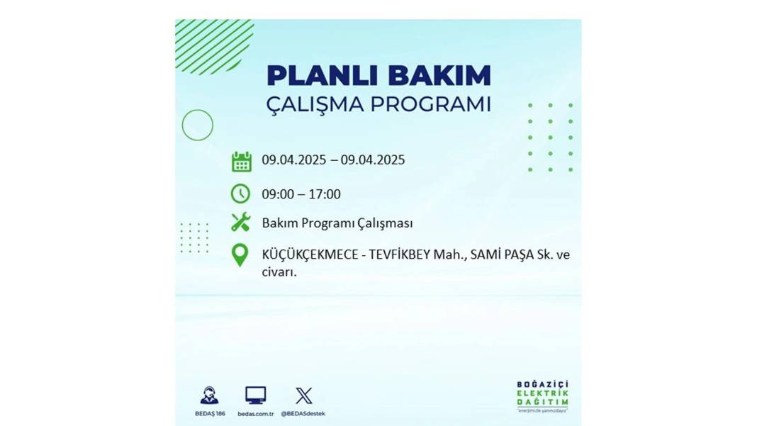 9 Nisan elektrik kesintisi: BEDAŞ elektrik kesintisi yaşayacak ilçeleri sıraladı. Elektrikler ne zaman gelecek? 17