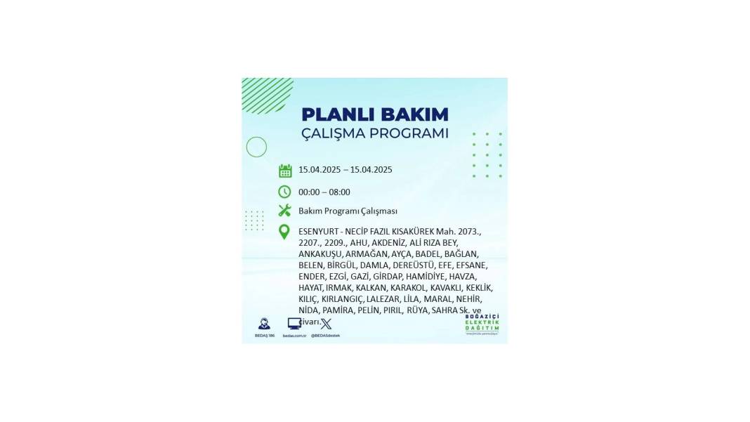 O ilçeler karanlığa gömülecek: 15 Nisan Salı elektrik kesintisi yaşayacak ilçeler sıralandı. BEDAŞ o ilçeleri duyurdu! 63