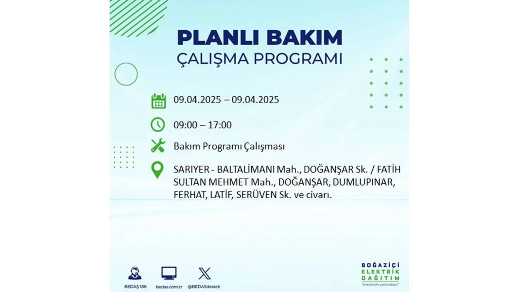 9 Nisan elektrik kesintisi: BEDAŞ elektrik kesintisi yaşayacak ilçeleri sıraladı. Elektrikler ne zaman gelecek? 10