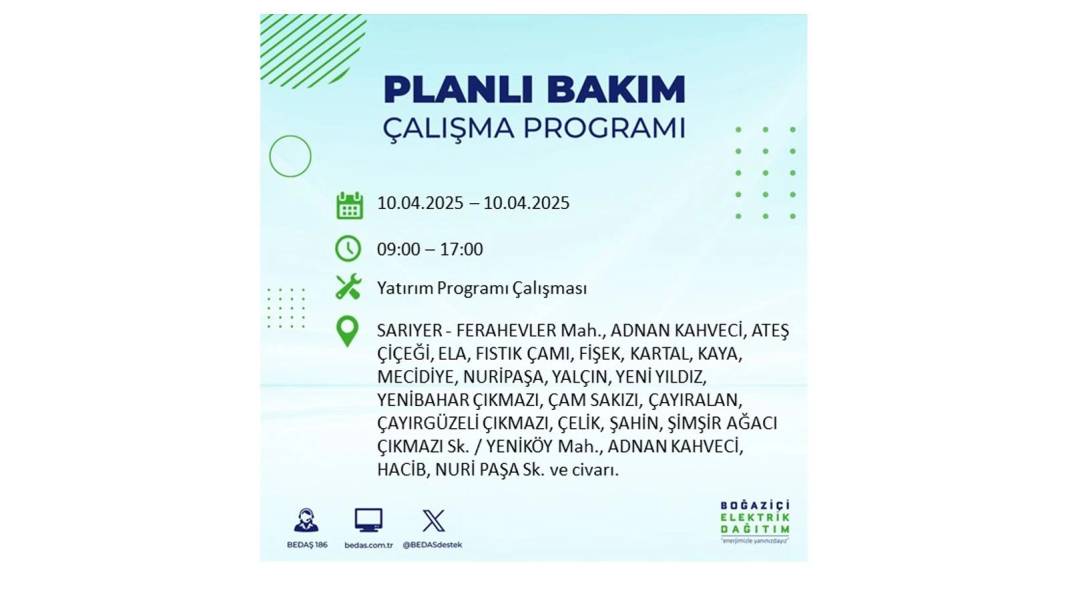 10 Nisan İstanbul elektrik kesintisi: BEDAŞ elektrik kesintisi yaşayacak ilçeleri sıraladı. Elektrikler ne zaman gelecek? 13