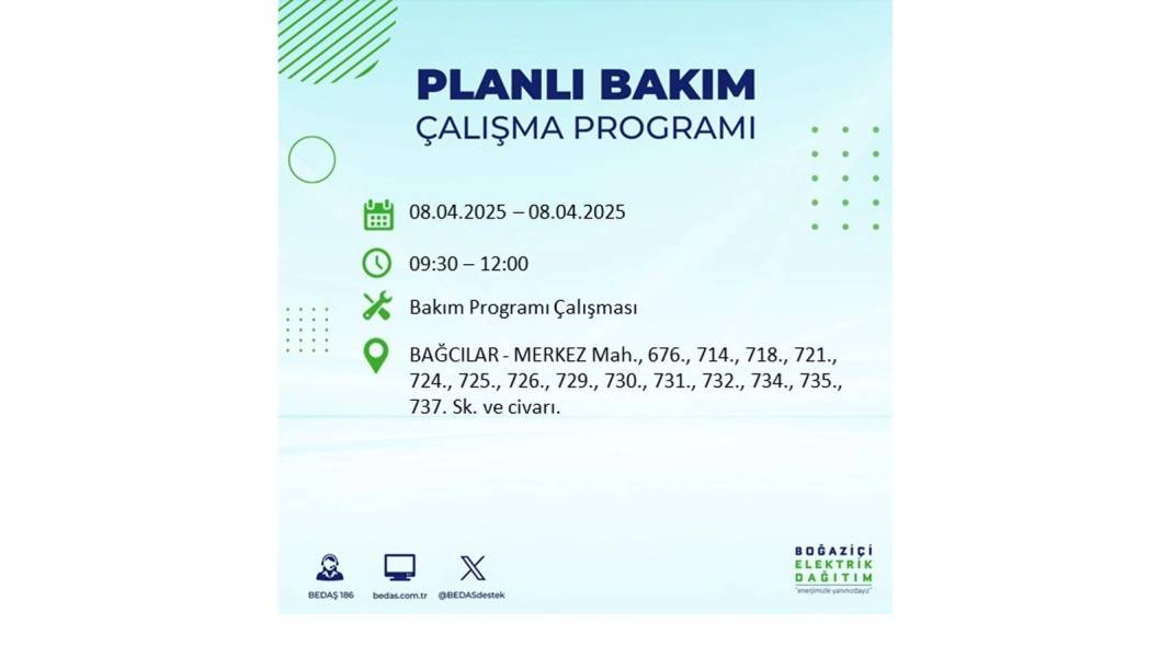 8 Nisan Salı elektrik kesintisi: BEDAŞ elektrik kesintisi yaşayacak ilçeleri sıraladı. Elektrikler ne zaman gelecek? 66