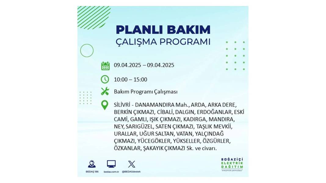 9 Nisan elektrik kesintisi: BEDAŞ elektrik kesintisi yaşayacak ilçeleri sıraladı. Elektrikler ne zaman gelecek? 8