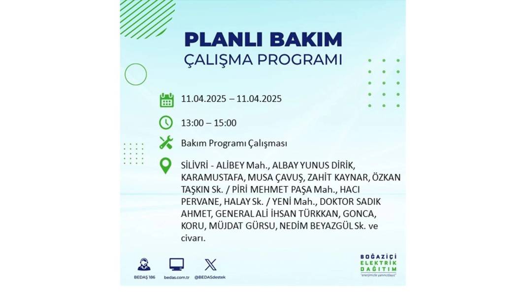 11 Nisan Cuma İstanbul elektrik kesintisi: BEDAŞ elektrik kesintisi yaşayacak ilçeleri sıraladı. Elektrikler ne zaman gelecek? 7