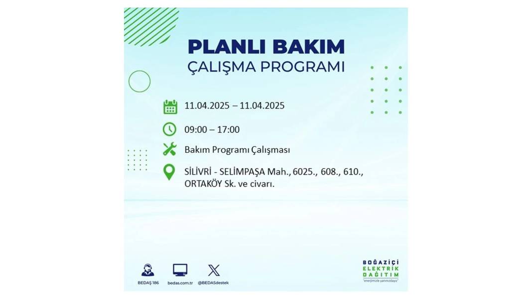 11 Nisan Cuma İstanbul elektrik kesintisi: BEDAŞ elektrik kesintisi yaşayacak ilçeleri sıraladı. Elektrikler ne zaman gelecek? 8