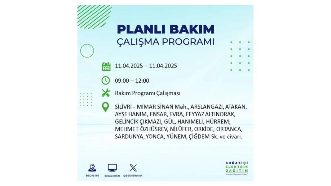 11 Nisan Cuma İstanbul elektrik kesintisi: BEDAŞ elektrik kesintisi yaşayacak ilçeleri sıraladı. Elektrikler ne zaman gelecek? 6