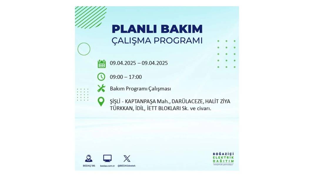 9 Nisan elektrik kesintisi: BEDAŞ elektrik kesintisi yaşayacak ilçeleri sıraladı. Elektrikler ne zaman gelecek? 6