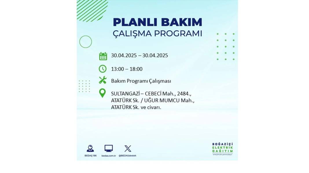 SAATLERCE ELEKTRİK OLMAYACAK: BEDAŞ 30 Nisan Çarşamba günü elektrik kesintisi yaşayacak ilçeleri sıraladı 1