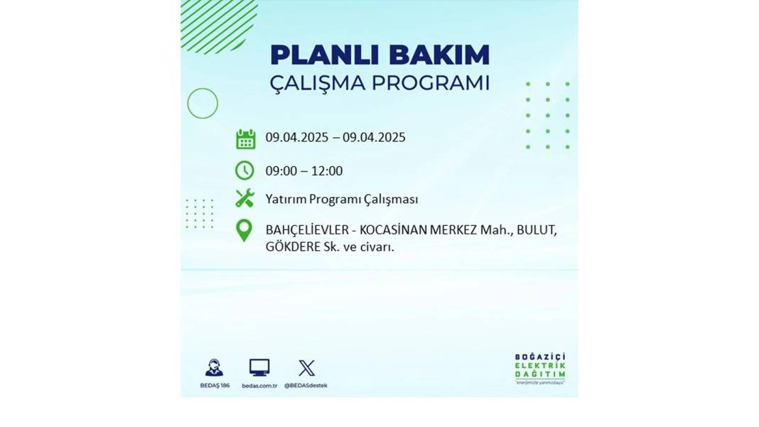 9 Nisan elektrik kesintisi: BEDAŞ elektrik kesintisi yaşayacak ilçeleri sıraladı. Elektrikler ne zaman gelecek? 62