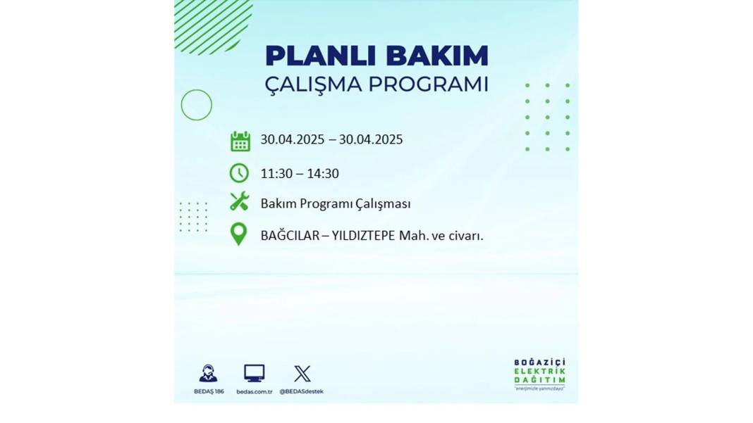SAATLERCE ELEKTRİK OLMAYACAK: BEDAŞ 30 Nisan Çarşamba günü elektrik kesintisi yaşayacak ilçeleri sıraladı 60