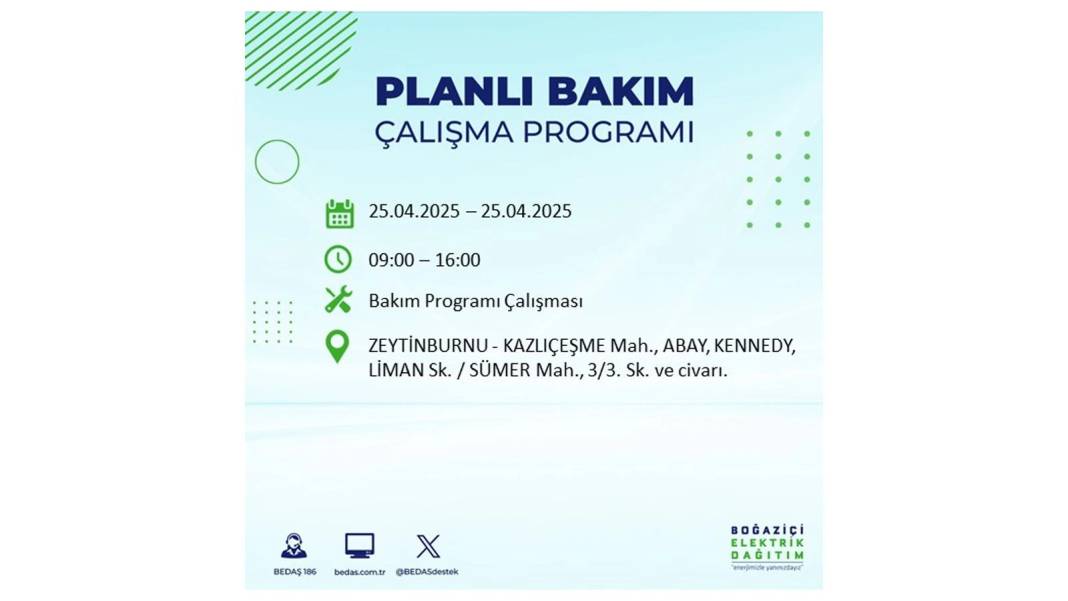 BÜYÜK ELEKTRİK KESİNTİSİ YAŞANACAK: BEDAŞ 25 Nisan Cuma günü için o ilçeleri uyardı! 1