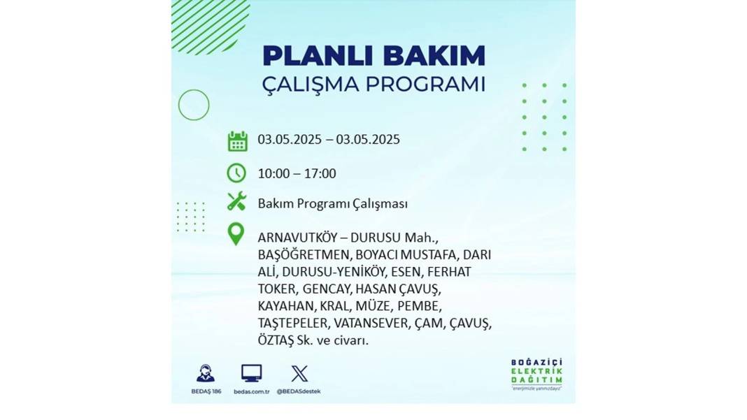 KARANLIĞA GÖMÜLECEKLER: 3 Mayıs Cumartesi elektrik kesintisi yaşayacak ilçeler belli oldu. BEDAŞ o ilçeleri uyardı! 43