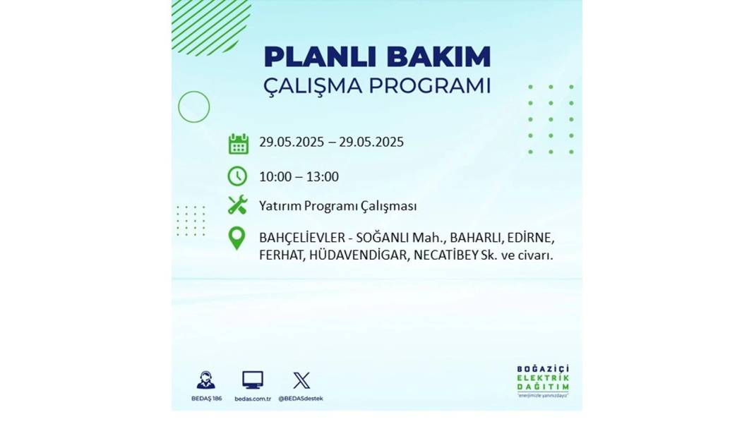 BÜYÜK ELEKTRİK KESİNTİSİ YAŞANACAK: BEDAŞ 29 Mayıs elektrik kesintisi yaşayacak ilçeleri sıraladı! 63