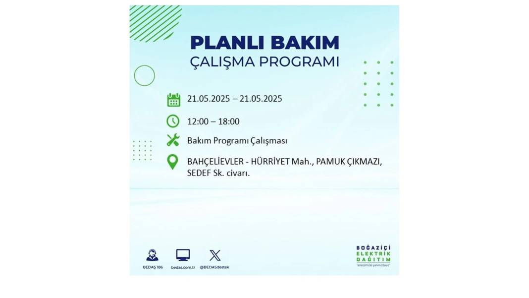 KARANLIĞA GÖMÜLECEKLER: 21 Mayıs Çarşamba İstanbul elektrik kesintisi. BEDAŞ elektrik kesintisi yaşayacakları sıraladı! 55